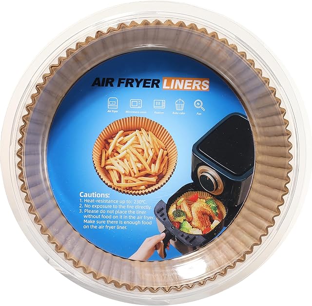 Air Fryer Liners Disposable,100PCS Parchment Paper,Air Fryer Paper Liners for 3-5QT Airfryer,Microwave,Non-Stick and Oil Proof for Easy Cleanup (Round,6.5IN)