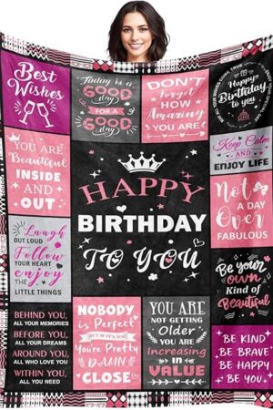 Birthday Gifts for Women - Happy Birthday Decorations Blanket - Gifts for Women Birthday Unique - Womens Birthday Gift Ideas for Her Wife Daughter Mom Sister Friendship - Soft Throw Blanket 50"x60"
