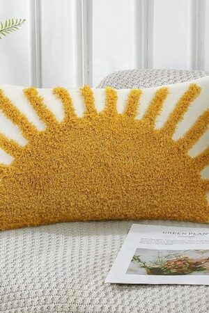 Adabana Decorative Boho Throw Pillow Covers 12x20, Lumbar Tufted Pillows Cover for Couch Bed, Sun Sunshine Pillow Cover for Kids
