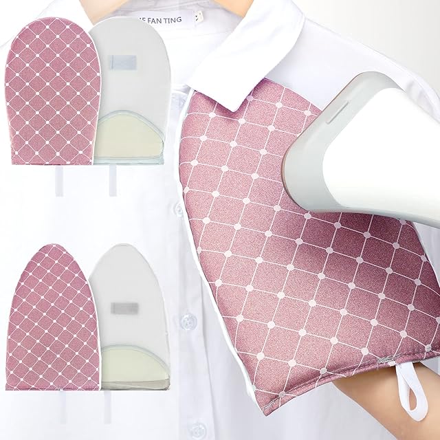 2 Pieces Gloves for Steamer Garment Steamer Ironing Gloves Waterproof Anti Steam Mitt with Finger Loop Heat Resistant Ironing Board for Clothes Steamers Protective Ironing Board Holder (Pink, Plaid)