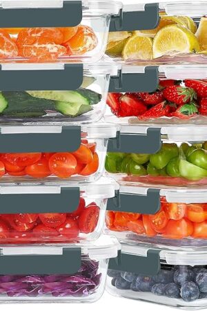 10 Packs 22 oz Glass Meal Prep Containers, Glass Food Storage Containers with Lids, Airtight Lunch Boxes BPA Free, Microwave and Freezer Safe