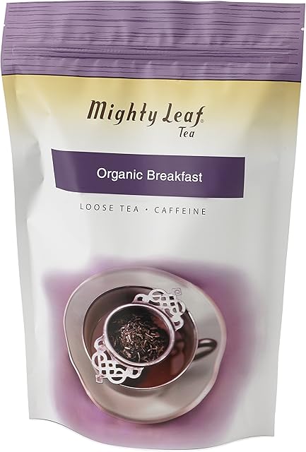 Mighty Leaf Organic Breakfast Loose Leaf Black Tea – 1 lb Bulk Pouch – Full-Bodied Caffeinated Black Tea for Hot or Iced Brewing – Perfect for Tea Infusers & Teapots