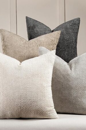 Volcanics Boho Throw Pillow Covers 20x20 Set of 4, Neutral Chenille Decorative Cushion Covers for Couch, Sofa, Bedroom, Living Room, Farmhouse & Mid-Century Modern Home Decor