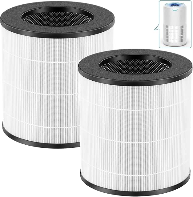 D09 Replacement Filter Compatible with Tailulu D09 Air Purifier, 3 IN 1, H13 True HEPA filter & High efficiency activated carbon & Pre-Filter, 2 Pack