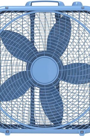 Classic Box Fan with Weather-Resistant Motor, 3 Speeds, 22.5" H (Blue)