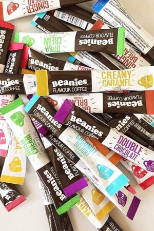 Beanies 50 Coffee Sticks, Mixed Blends; instant flavored coffee