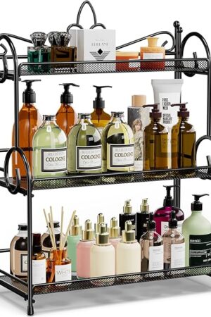 Bathroom Organizer Countertop - 3 Tier Spice Rack Organizer, Counter Organization and Storage for Bathroom, Kitchen, Bedroom, Offices, Foldable