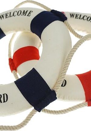 2PCS Welcome Cloth Decorative Life Ring, Buoy Home Wall Nautical Decor, Red&Blue