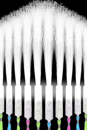 48 PCS White Fiber Optic Wands, Neon Party Supplies, LED Fiber Wands, Wedding Party Supplies, Glow Fiber Wands Sticks, Flashing LED Wands, Fiber Optic Light Wand Sticks for Glow Party Favors