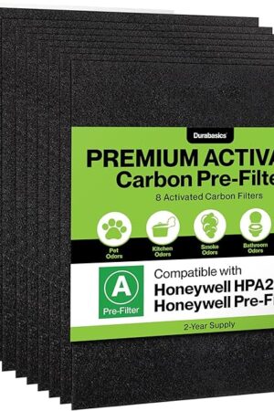 Durabasics 8 Pack Replacement Prefilter for Honeywell HPA200 | Carbon Pre Filter Replacements for Honeywell Prefilter A, Air Filter A, HRF AP1, HRF-A200, and HPA200 Filters