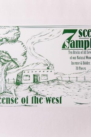 7 Scent Sampler Natural Wood Incense with Burner, Includes Piñon, Cedar, Juniper, Hickory, Alder, Mesquite, and Fir Balsam (70 Bricks) - Made in The USA