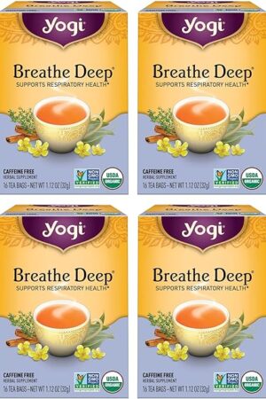 Yogi Tea Breathe Deep Tea - 16 Tea Bags per Pack (4 Packs) - Organic Respiratory Tea - Supports Respiratory Health - Includes Licorice Root, Eucalyptus Leaf, Ginger Root & Cinnamon Bark