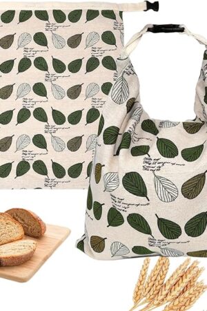 Bread Bags Reusable Sourdough Bread Bag Food Storage Bags with Zipper, 2 Pack