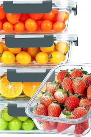30 oz 5 Pack Glass Meal Prep Containers, Glass Storage Containers with Lids - Dishwahser, Microwave, Oven and Freezer Safe