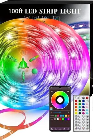 100FT Smart LED Strip Lights RGB Sync to Music with 40 Key Remote Controller LED Lights for Bedroom,Christmas Lights decration (Multi-Colored, 100FT)