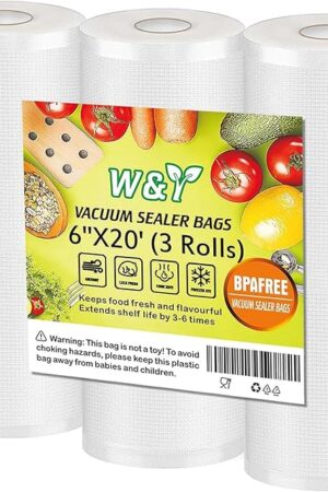 W&Y Vacuum Sealer Rolls 6? x 20’, 3 Rolls BPA-Free Commercial Grade Embossed Bags for Freezer Storage, Sous Vide, and Food Packing