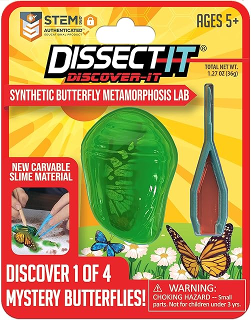The Discover-It Dissection Kit for Kids, Synthetic Butterfly Metamorphosis Science Lab Kit, STEM Science Toys for Kids Ages 5 and Above