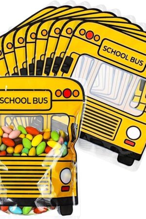 40 Pcs School Bus Goodie Bag Teacher Appreciation Cookie Bags Birthday Party Supplies Treat Bags for Back to School Party Favor