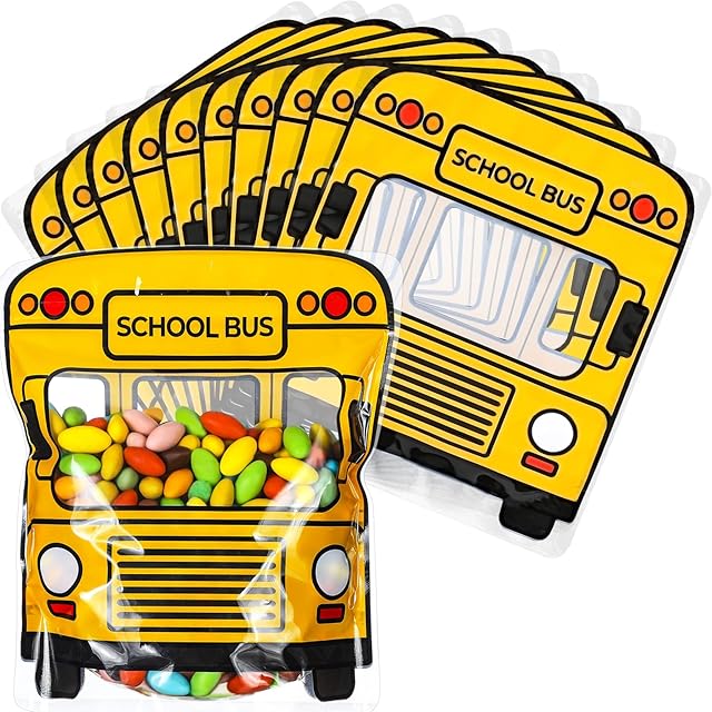 40 Pcs School Bus Goodie Bag Teacher Appreciation Cookie Bags Birthday Party Supplies Treat Bags for Back to School Party Favor