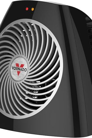 Vornado VH202 Personal Space Heater, Advanced Safety Features, 2 Heat Settings, Direct Heating, Fan Only Setting, Cool-Touch Exterior, Signature Vortex Heat Circulation, Gentle Heating, Black