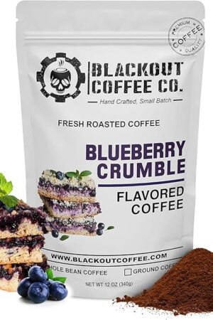 Blackout Coffee Blueberry Crumble Flavored Medium Roast - Freshly Roasted in the USA - 12 oz Ground Coffee Pouch