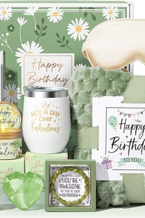 Birthday Gifts for Women Friendship, Unique Happy Birthday Gifts Basket for Mom Her Best Friend Sister Wife Girlfriend Coworker, Luxury Self Care Box Vanilla Coconut Relaxing Spa Gifts Set w/ Blanket