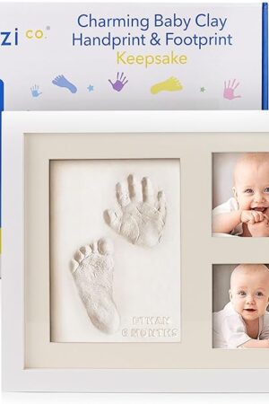 Bubzi Co Baby Footprint Kit, Baby Foot and Hand Print Kit, Baby Keepsake Frame, Nursery Pictures Frames, Hand Print Mold Kit, New Mom Gifts, Baby Newborn Essentials Must Haves, Baby Shower Gifts