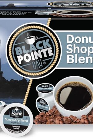 Black Pointe Bay Coffee Donut Shop Blend, Medium Roast, 80 Count, Single Serve Coffee Pods for Keurig K-Cup Brewers