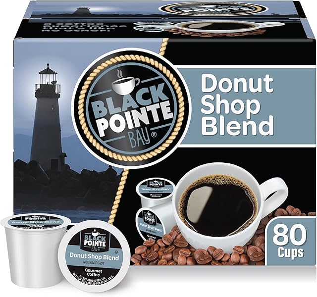 Black Pointe Bay Coffee Donut Shop Blend, Medium Roast, 80 Count, Single Serve Coffee Pods for Keurig K-Cup Brewers