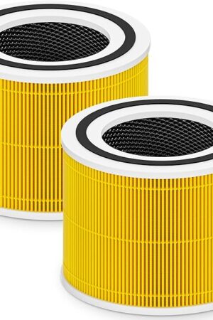 Core 300 Pet Care Replacement Filter for LEVOIT Core 300 Core 300-P Core 300S Vortex Air Air Purifier, 3-in-1 H13 Grade True HEPA High-Efficiency Activated Carbon, Core 300-RF-PA, 2 Pack, Yellow