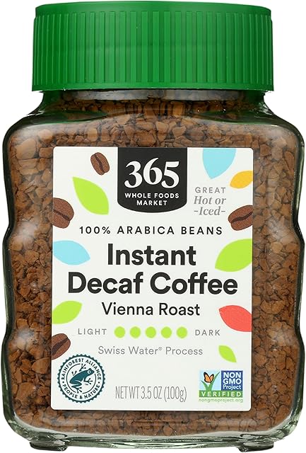 365 by Whole Foods Market, Decaf Instant Coffee, Dark Vienna Roast, Swiss Water Process, 3.5 Ounce
