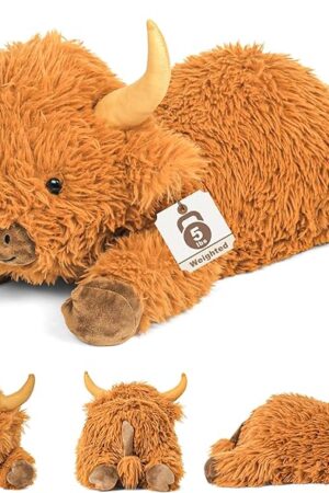 24in Highland Cow Weighted Stuffed Animals, 5lbs Highland Cow Plushies, Adorable Stuffed Animal Pillows Gifts for Kids and Adults