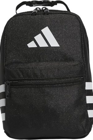 adidas Santiago Lunch Bag Cooler for Women and Men, Insulated Food Container Box with Mesh Pocket, Black/White/3.0, One Size