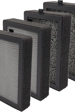 4 packs Replacement for levoit Purifier,suit for LV-H128,3-Stage Filtration System Activated Carbon Filter, Fit for PUURVSAS HM669A / ROVACS RV60, black