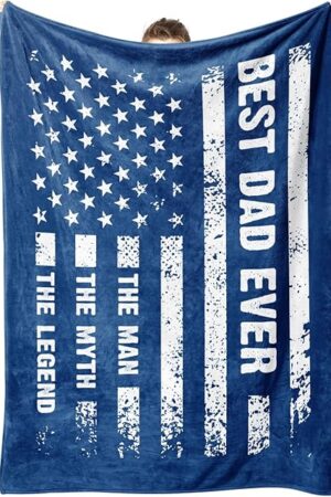 Craftique Birthday Gifts for Dad- American Flag Blanket with The Man The Myth The Legend- Dad Birthday Gift, Soft Blanket Throw for Bed Sofa Napping Camping, 60?×50?