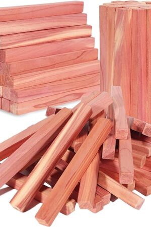 50PCS Cedar Blocks for Clothes Storage, 100% Aromatic Red Cedar Wood Sticks Chips for Closet, Wardrobe, Drawers