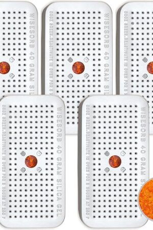 40 Gram Pack of 5 Silica Gel Canister, Gun Safe Dehumidifiers (Orange to Green), Reusable Desiccant Moisture Absorber for Car, Closet