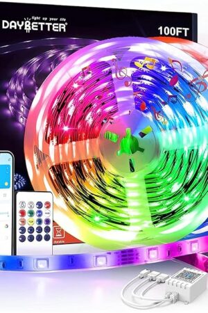 DAYBETTER Led Lights for Bedroom 100 ft, Led Strip Lights, Led Light Strips with Remote and App Control, Music Sync RGB Color Changing Led Lights for Room Decoration