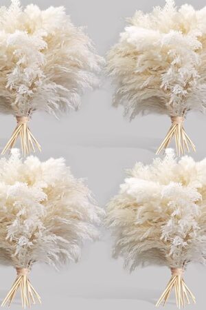 40PCS White Pampas Grass for Home Decor - Elegant Boho Decor - Premium Quality Pampas Grass Stems - Perfect for House, Nursery, Western, Wedding, Table, and Bohemian Decor