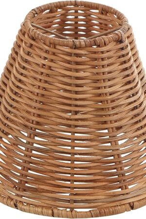 Aspen Creative 51003 Empire Clip-On Chandelier Lamp Shade, Natural Rattan, 3" Top x 6" Bottom x 5-1/4" Slant Height