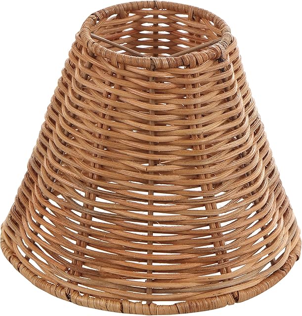 Aspen Creative 51003 Empire Clip-On Chandelier Lamp Shade, Natural Rattan, 3" Top x 6" Bottom x 5-1/4" Slant Height