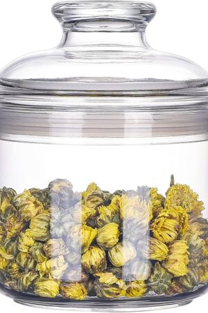 13.5oz Small Acrylic Storage Jar, Airtight Lid with Silicone Sealing Ring, Ideal Canister Container for Sugar, Tea, Spices, Herbs, Shells, Bath Salt, Christmas Decorative Apothecary Jars