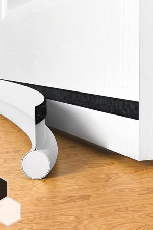 Door Draft Stopper Bottom One Sided Door Draft Blockers，37" Cutable Under Door Draft Blocker Insulator Door Sweep Weather Stripping Soundproof，Fits for Interior?Exterior Doors，1 Pack,White