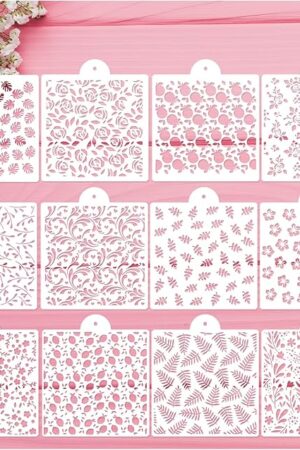 Cookie Stencils for Baking Royal Icing Leaf Stencil Airbrush Flower Hibiscus Vine Rose Stencil Templates for Cake Stencils Decorating Buttercream (Leaf Cookie)
