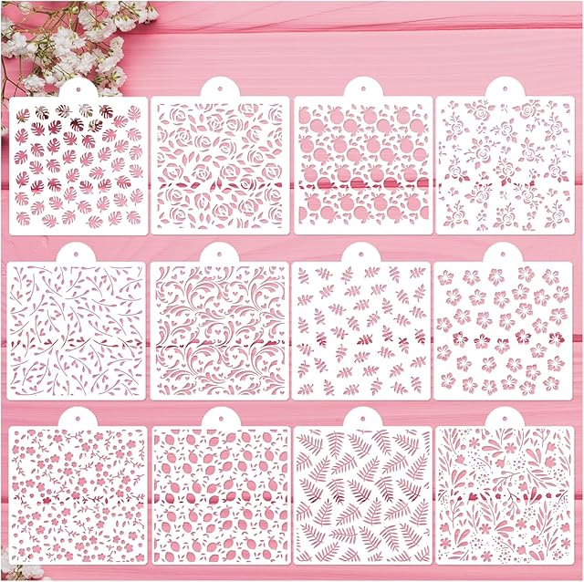 Cookie Stencils for Baking Royal Icing Leaf Stencil Airbrush Flower Hibiscus Vine Rose Stencil Templates for Cake Stencils Decorating Buttercream (Leaf Cookie)