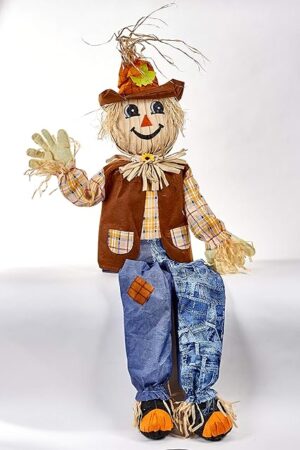 60" Life Size Harvest Sitting Scarecrow