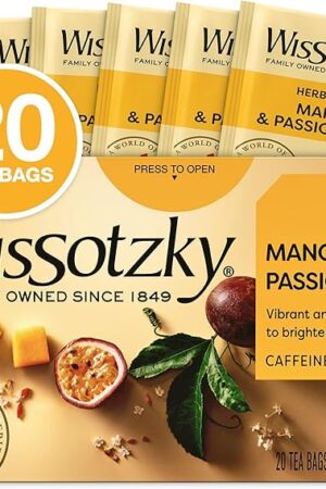 Wissotzky Mango & Passion Fruit Tea (20 Tea Bags) Caffine Free, Made With Premium Fruit & Herbal Tea Leaves