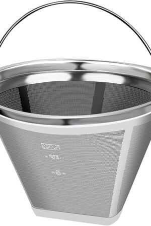 #4 Reusable Permanent Cone Coffee Filters, 8~12 Cup Size 4 Coffee Filters, Perfect Fit for Cuisinart Hamilton Beach Coffee Maker Filter, Replace Cuisinart GTF Gold Tone Coffee Filters