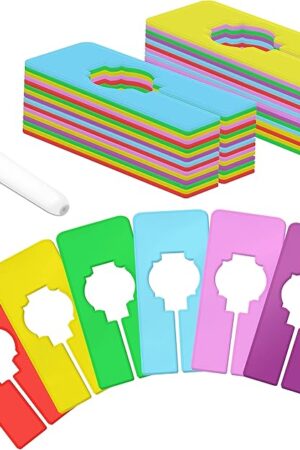 30 PCS Closet Rack Dividers, 6 Colors Rectangular Clothing Hanger Dividers with a Bonus Marker, Writable & Reusable for Sorting Clothes Size, Color Brand