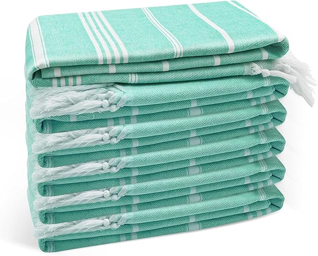 Eliamo Turkish Beach Towel Cotton Set of 6, 36 x 71 inch
